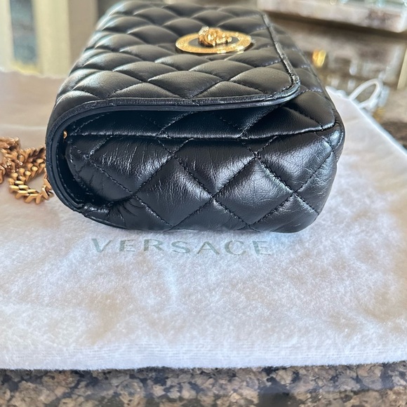 Versace Black Quilted Crossbody Bag with Gold Chain - Picture 7 of 11